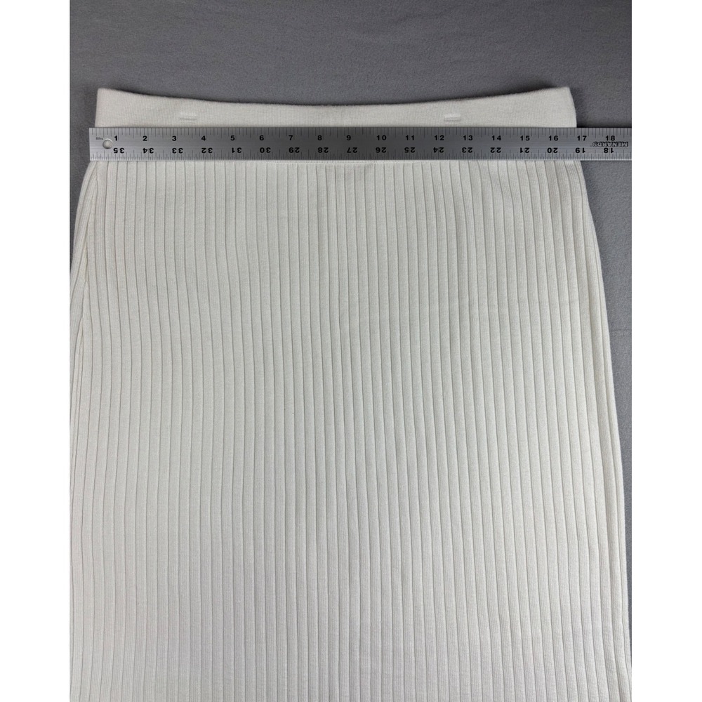Marled 2 Piece Skirt Set XL White Ribbed Knit Polo Top Midi Skirt Cream Co-ord - Picture 6 of 14